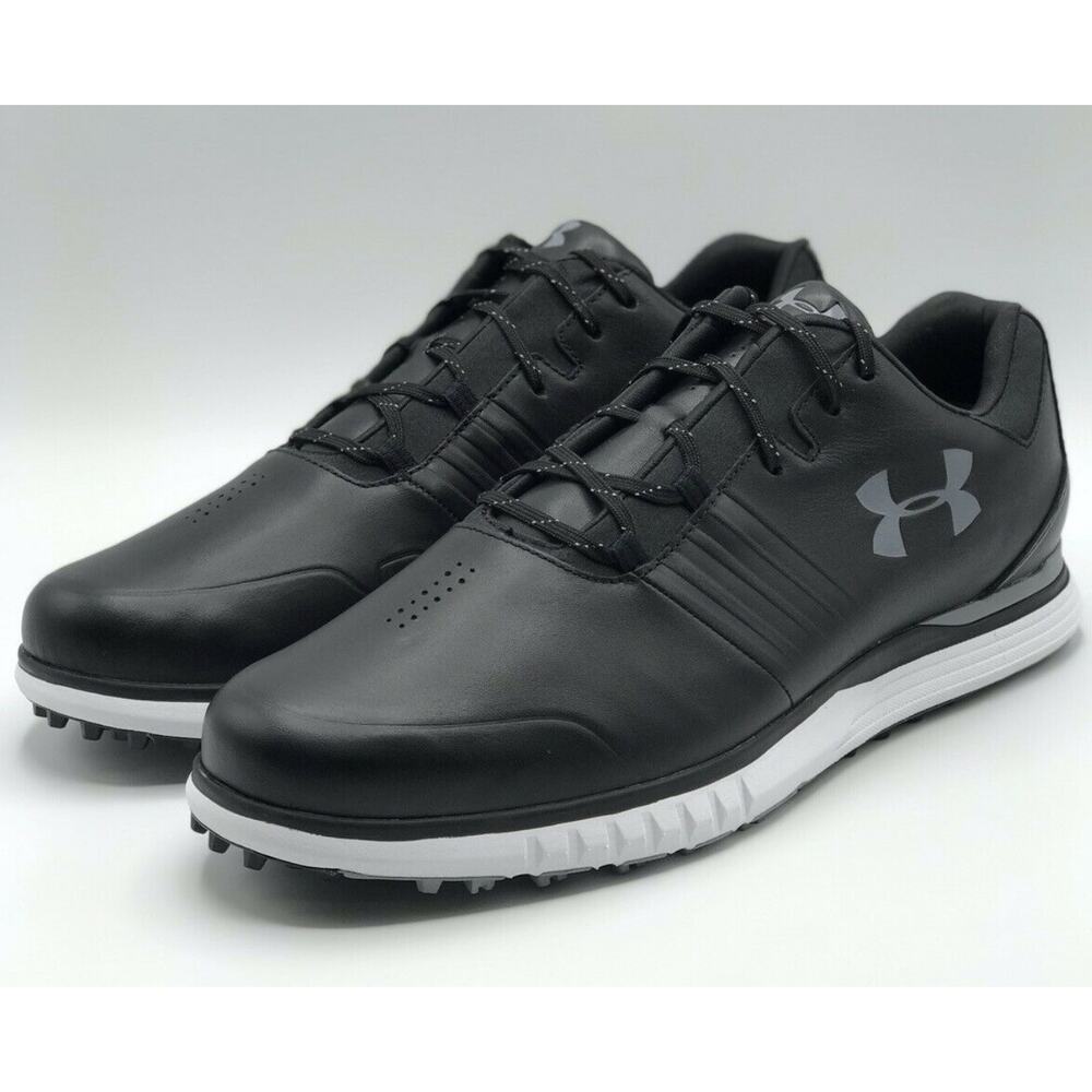 Under Armour Showdown Spikeless Golf Cleat Shoe Mens 8 Black Leather NEW